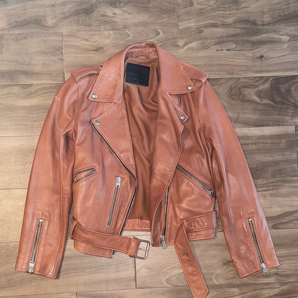 All Saints Rust Leather Jacket